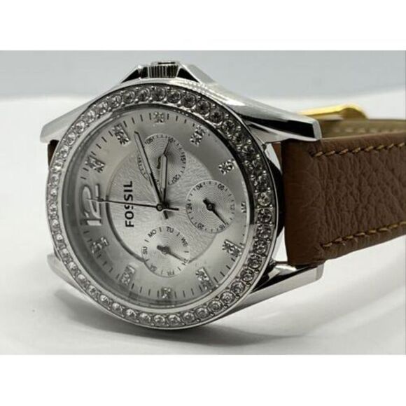 Fossil Riley ES3202 Women Silver Stainless Steel Analog Dial Quartz Watch VIA254 - Picture 8 of 12